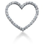 Hjerteformet vedhæng i hvidguld med 34 st diamanter (0.51 ct.)