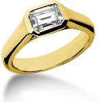 Solitaire i guld med baguetteslebet diamant (1ct)