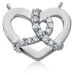 Hjerteformet vedhæng i hvidguld med 14 st diamanter (0.42 ct.)