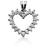 Hjerteformet vedhæng i hvidguld med 20 st diamanter (1 ct.)