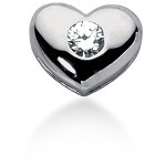 Hjerteformet vedhæng i hvidguld med rund, brillantsleben diamant (0.35 ct.)