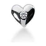 Hjerteformet vedhæng i hvidguld med rund, brillantsleben diamant (0.03 ct.)