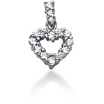 Hjerteformet vedhæng i hvidguld med 15 st diamanter (0.42 ct.)