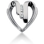 Hjerteformet vedhæng i hvidguld med 5 st diamanter (0.1 ct.)