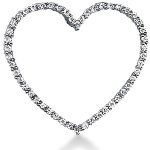 Hjerteformet vedhæng i hvidguld med 50 st diamanter (0.75 ct.)