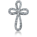 Kors vedhæng i hvidguld med 67 st diamanter (1 ct.)
