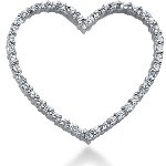 Hjerteformet vedhæng i hvidguld med 46 st diamanter (0.69 ct.)
