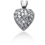Hjerteformet vedhæng i hvidguld med 25 st diamanter (0.5 ct.)