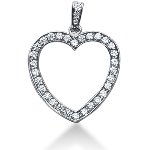 Hjerteformet vedhæng i hvidguld med 33 st diamanter (0.95 ct.)