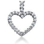 Hjerteformet vedhæng i hvidguld med 27 st diamanter (0.84 ct.)