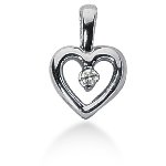 Hjerteformet vedhæng i hvidguld med rund, brillantsleben diamant (0.07 ct.)
