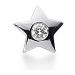 Stjerneformet vedhæng i hvidguld med rund, brillantsleben diamant (0.1 ct.)