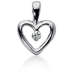 Hjerteformet vedhæng i hvidguld med rund, brillantsleben diamant (0.1 ct.)