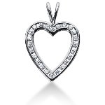Hjerteformet vedhæng i hvidguld med 24 st diamanter (0.72 ct.)