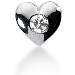 Hjerteformet vedhæng i hvidguld med rund, brillantsleben diamant (0.15 ct.)